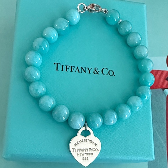 Tiffany & Co. Jewelry - 🩵7 1/2” Tiffany & Co. 8mm Bead PRTT Heart Tag Bracelet